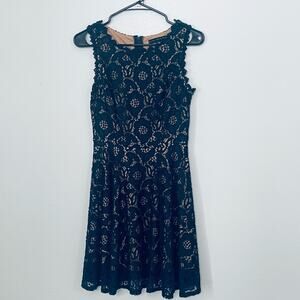 Sleeveless Lace Fit & Flare Dress – Navy Blue | Size S